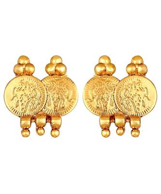 Gold Plated Traditional South Indian Stylish Coin Necklace With Earrings For Women & Girls (MC061FL) 5