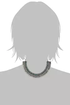 Oxidised Silver Plated Traditional South Indian Stylish Coin Necklace With Earrings For Women & Girls (MC062ZG)