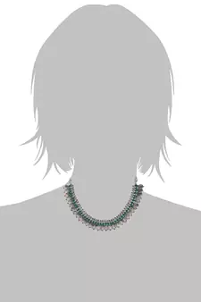 Oxidised Silver Plated Traditional South Indian Stylish Coin Necklace With Earrings For Women & Girls 