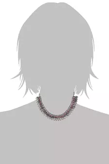 Oxidised Silver Plated Traditional South Indian Stylish Coin Necklace With Earrings For Women & Girls 