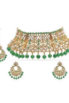 Traditional Gold Plated Kundan & Beads Choker Necklace Jewellery Set for Women (ML231M)