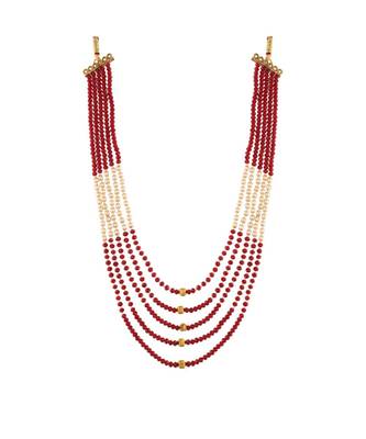Gold Plated Traditional Onyx Crystal Beads with Kundan Pearl Choker Necklace Jewellery Set for Women  3
