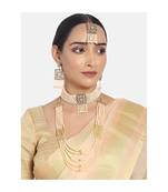 Traditional Onyx Crystal Beads with Kundan Pearl Choker Necklace Jewellery Set for Women 
