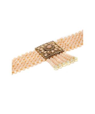Traditional Onyx Crystal Beads with Kundan Pearl Choker Necklace Jewellery Set for Women  3
