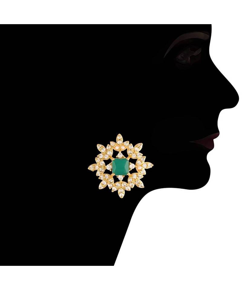 Gold Plated Traditional CZ Crystal with Pearl Choker Necklace Jewellery Set for WomenGirls (ML261G)