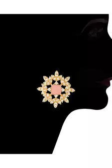 Traditional CZ Crystal Stone with Pearl Choker Necklace Jewellery Set for WomenGirls 