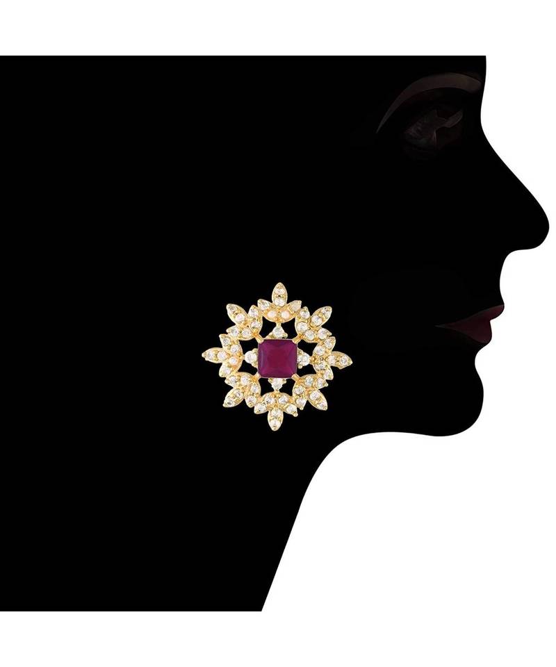 Traditional CZ Crystal with Pearl Choker Necklace Jewellery Set for WomenGirls 