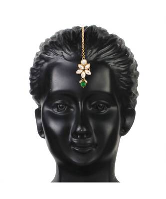 Traditional Kundan with Beads Choker Necklace Jewellery Set & Maang Tikka for WomenGirls  5