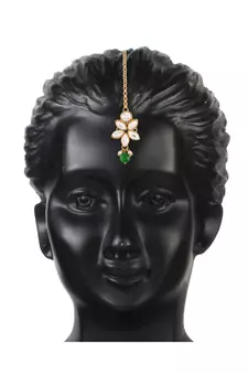 Traditional Kundan with Beads Choker Necklace Jewellery Set & Maang Tikka for WomenGirls 