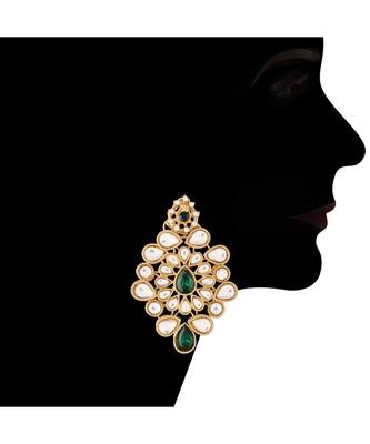 Gold Plated Traditional Kundan with Beads Choker Necklace Jewellery Set for WomenGirls  4