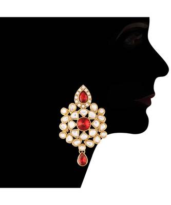 Gold Plated Traditional Kundan with Beads Choker Necklace Jewellery Set for WomenGirls  4