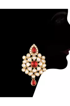 Gold Plated Traditional Kundan with Beads Choker Necklace Jewellery Set for WomenGirls 
