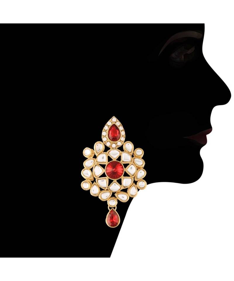 Gold Plated Traditional Kundan with Beads Choker Necklace Jewellery Set for WomenGirls 