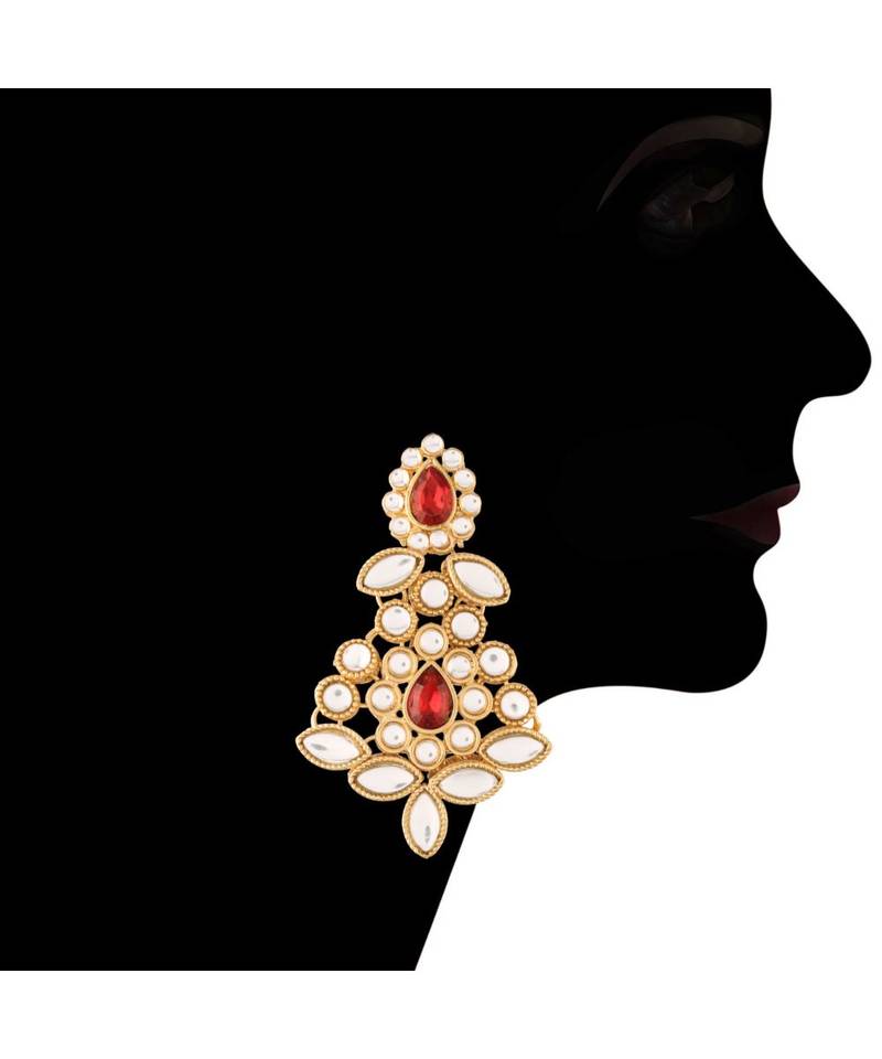 Gold Plated Traditional Kundan with Beads Choker Necklace Jewellery Set for WomenGirls 