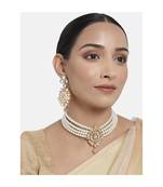 Traditional Kundan with Beads Choker Necklace Jewellery Set for WomenGirls 