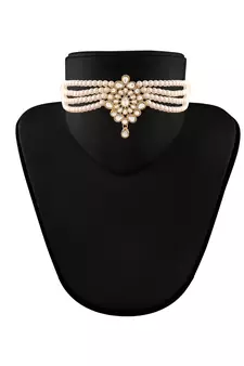 Traditional Kundan with Beads Choker Necklace Jewellery Set for WomenGirls 
