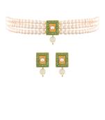 Gold Plated Traditional Handcrafted Meena Work Beaded Choker Necklace with Earrings For WomenGirls 