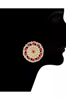 Traditional Ruby Kundan & Pearl Studded Choker Necklace Jewellery Set For WomenGirls 