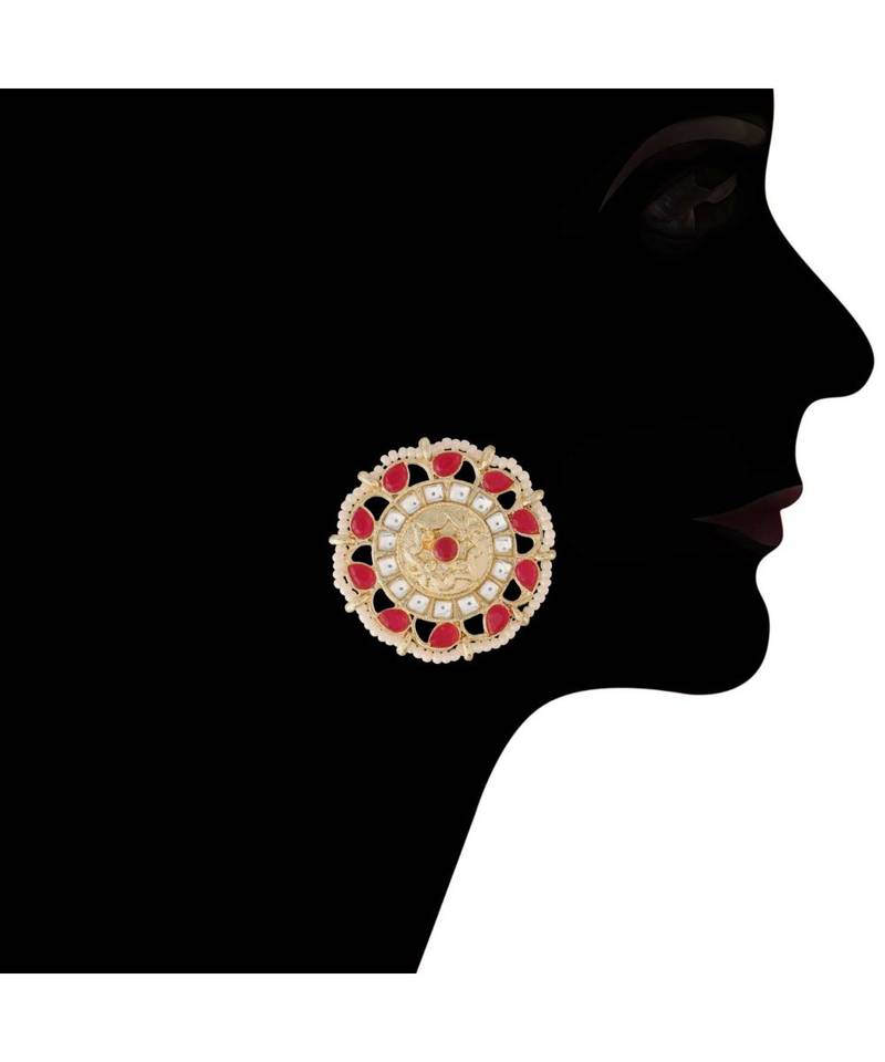 Traditional Ruby Kundan & Pearl Studded Choker Necklace Jewellery Set For WomenGirls 