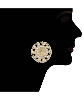 Traditional White Kundan & Pearl Studded Choker Necklace Jewellery Set For WomenGirls  5