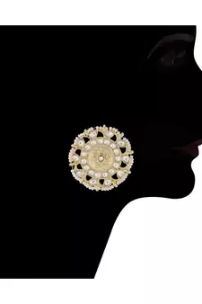 Traditional White Kundan & Pearl Studded Choker Necklace Jewellery Set For WomenGirls 