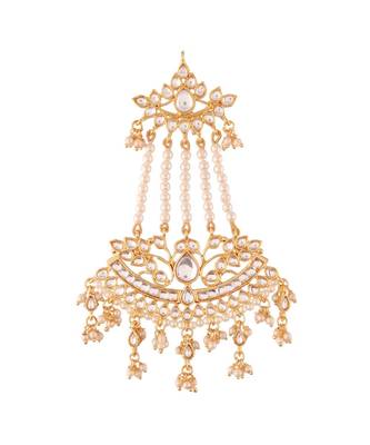 Gold Plated Traditional Kundan & Pearl Chabi Challa Waist Key Chain For Women  1