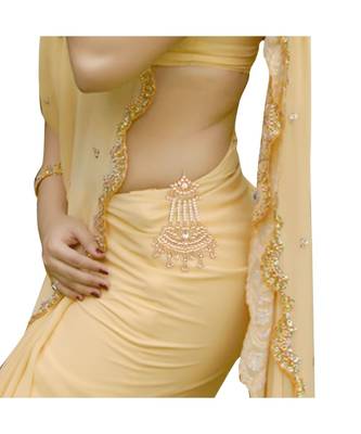 Gold Plated Traditional Kundan & Pearl Chabi Challa Waist Key Chain For Women  2