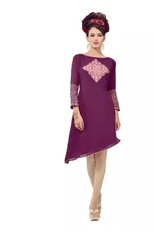 Kimisha Purple embroidered georgette embroidered-kurtis