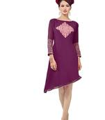 Kimisha Purple embroidered georgette embroidered-kurtis