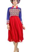 Red Embroidered Georgette Embroidered-Kurtis