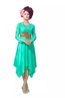Kimisha Light-green embroidered georgette embroidered-kurtis