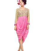 Beige Embroidered Georgette Embroidered-Kurtis