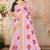 Pink embroidered cotton saree with blouse