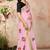 Pink embroidered cotton saree with blouse