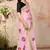 Pink embroidered cotton saree with blouse