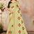 Yellow embroidered cotton saree with blouse