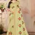 Yellow embroidered cotton saree with blouse