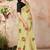 Yellow embroidered cotton saree with blouse