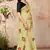 Yellow embroidered cotton saree with blouse