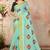 Blue embroidered cotton saree with blouse
