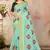 Blue embroidered cotton saree with blouse