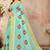 Blue embroidered cotton saree with blouse