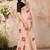 Peach embroidered cotton saree with blouse