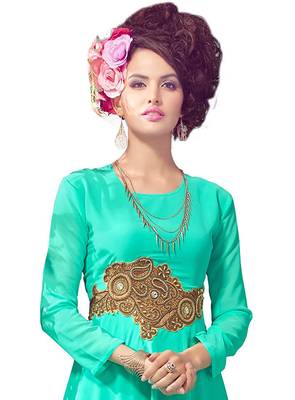 Kimisha Light-green embroidered georgette embroidered-kurtis 2