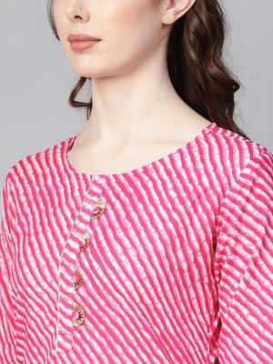 Pink printed cotton kurtas-and-kurtis 4