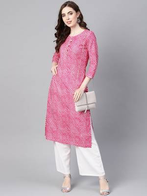 Pink printed cotton kurtas-and-kurtis 5