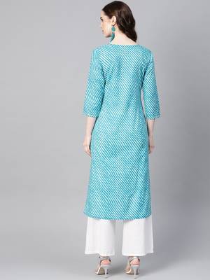 Blue printed cotton kurtas-and-kurtis 3
