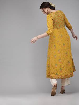 Mustard embroidered cotton kurtas-and-kurtis 3