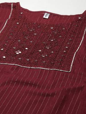 Maroon plain cotton kurtas-and-kurtis 4
