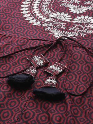 Maroon embroidered cotton kurtas-and-kurtis 4